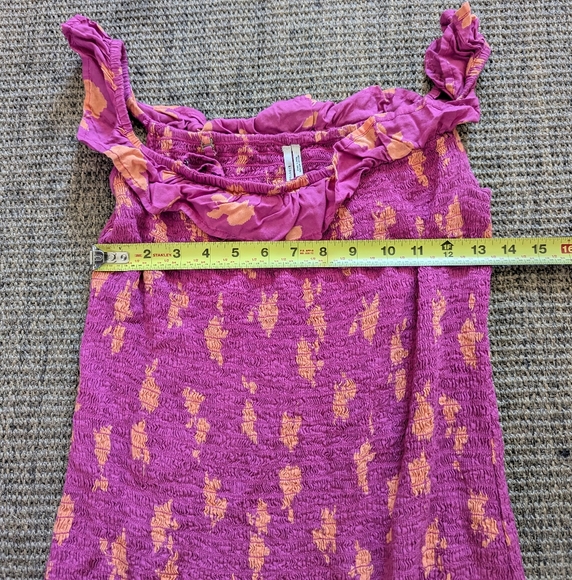 Anthropologie Off The Shoulder Pink Floral Stretch Smocked Midi Dress Medium - Picture 5 of 8